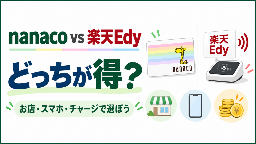 nanacoと楽天Edyの還元率・使える店・スマホ対応を比較
